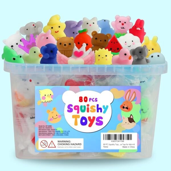 80Pcs Party Favors for Kids 4-8, Kawaii Squishies Mochi Squishy Toy Bulk Fidget Sensory Toys Birthday Gifts for Boys Girls Goodie Bag Christmas Stocking Stuffers Treasure Box...