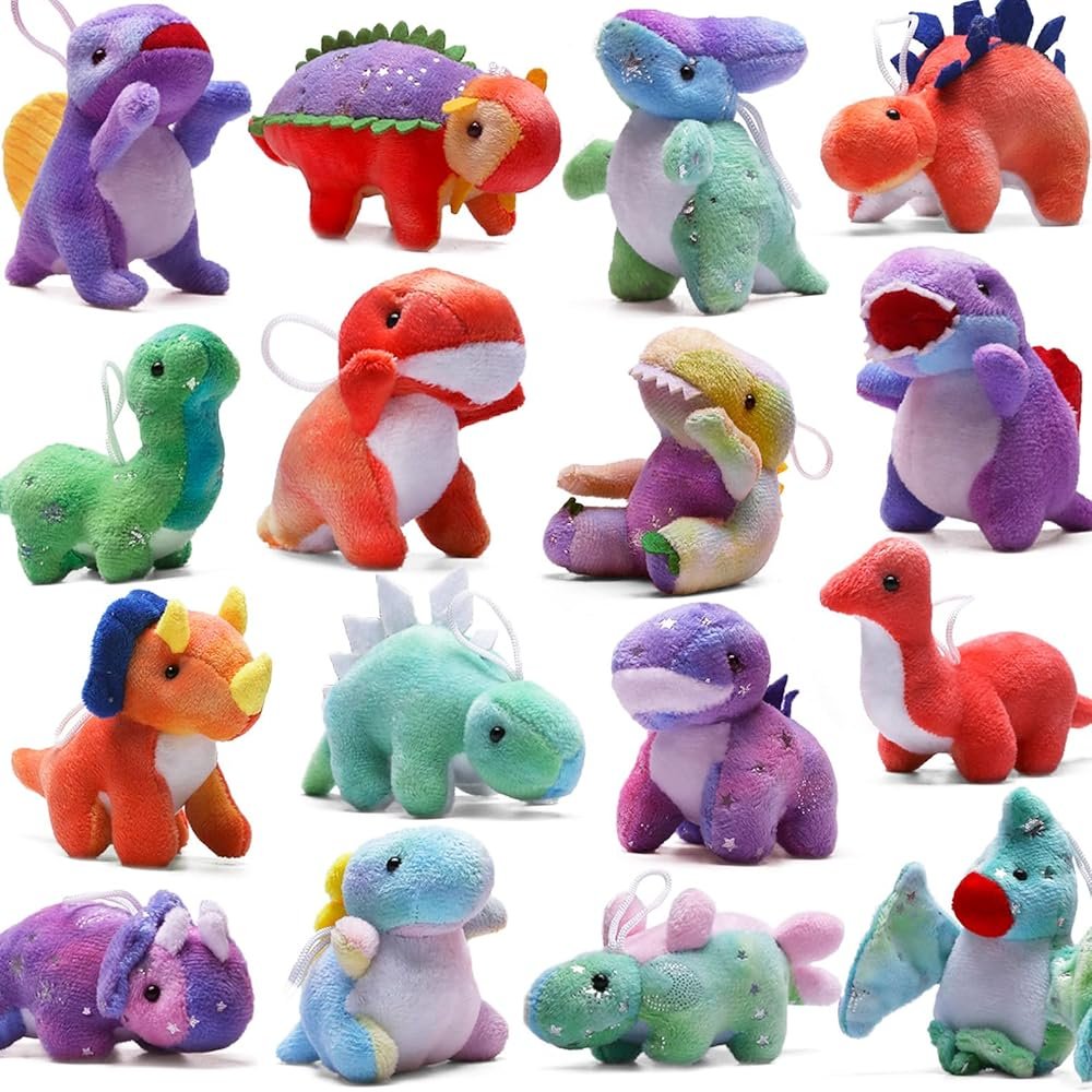 Dinosaur Plush Stuffed Set(16 Pack), Mini Dinosaurs Animal Keychain Toy(4.5"), Soft Dino Playset for Toddler Kid Party Favors, Plushies Kit for Stocking Stuffers Doll Machine...