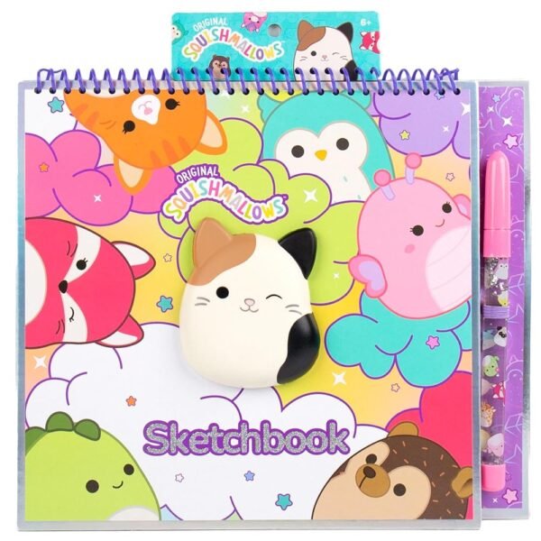Original Squishmallows Sketchbook, Over 20 Stationery Supplies, Features Squishmallows Scrapbook Stickers, Cam The Cat Fidget Toy, Drawing Paper, Great Kids Craft, Coloring...