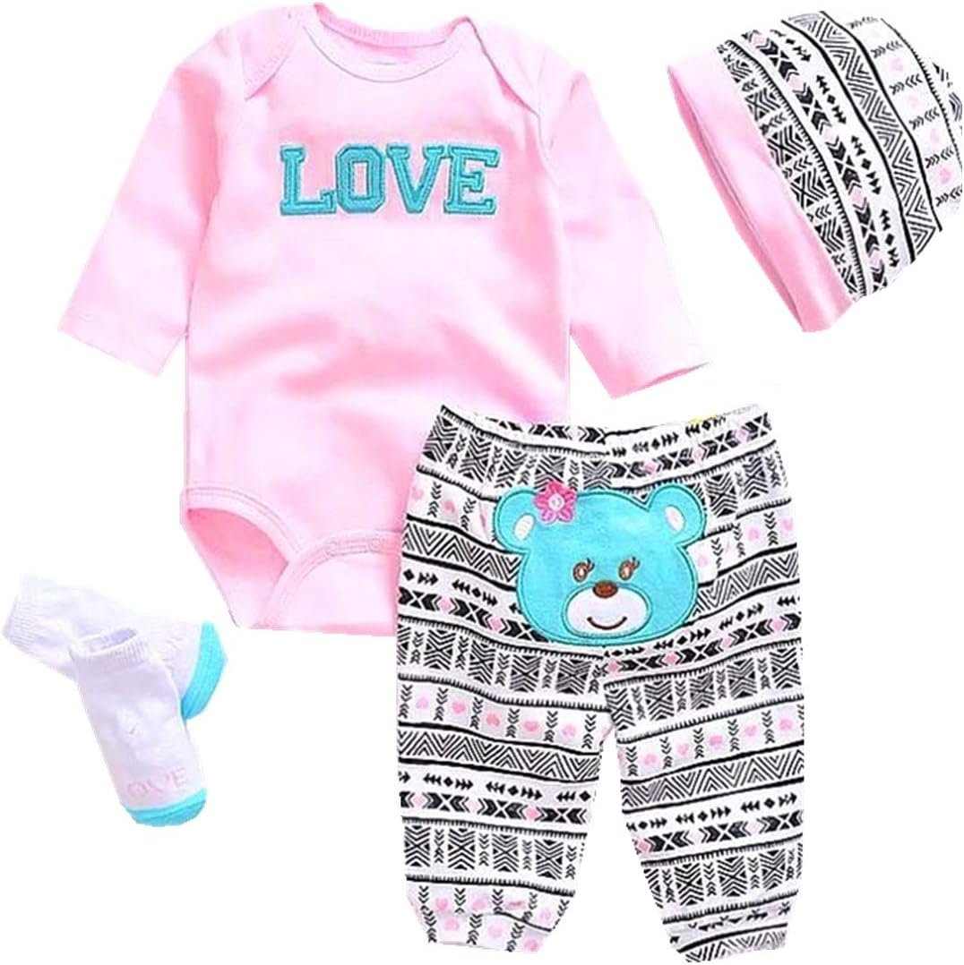 Reborn Dolls Baby Clothes Pink Outfits for 20"- 22" Reborn Doll Girl Baby Clothing Baby Sets
