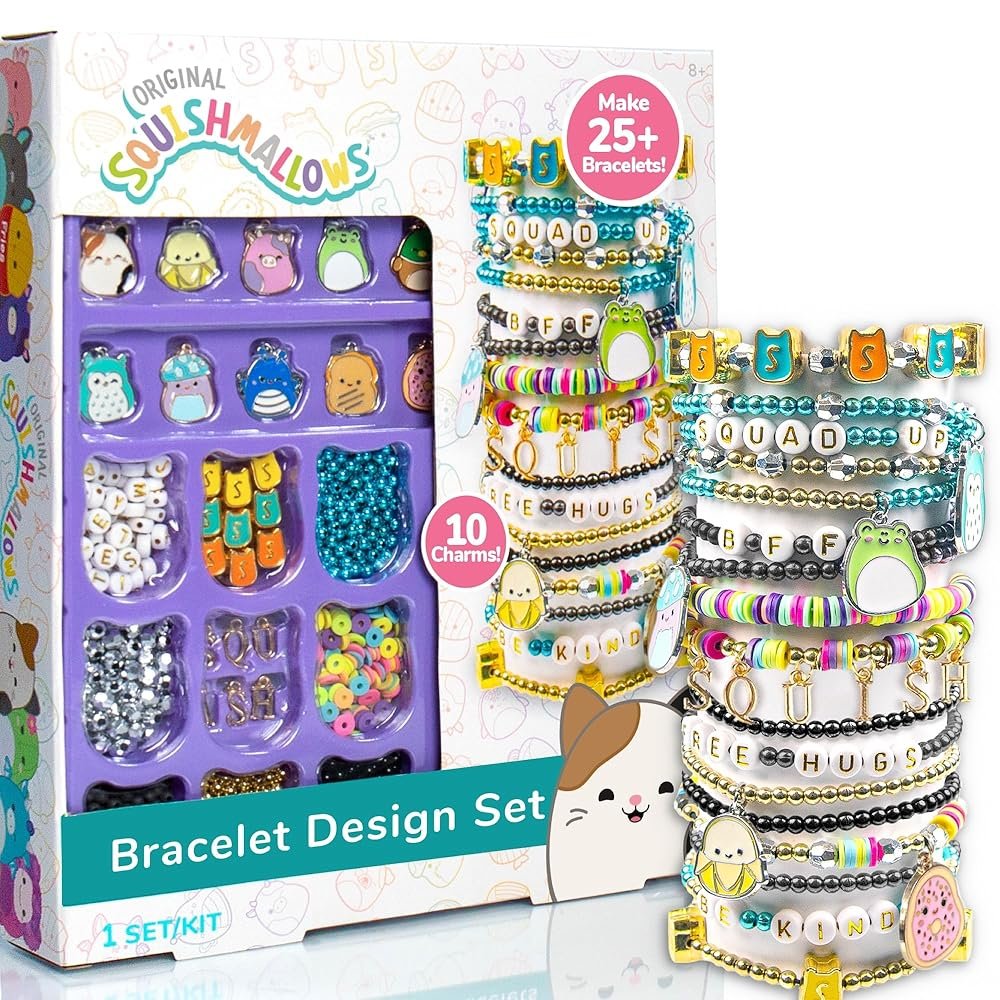 Squishmallows Original Bracelet Design Set, Cute & Friendship Bracelet Kit, Jewelry Making Kit, Charm Bracelet Making Kit, Beading & Jewelry Making, Friendship Bracelet Making Kit